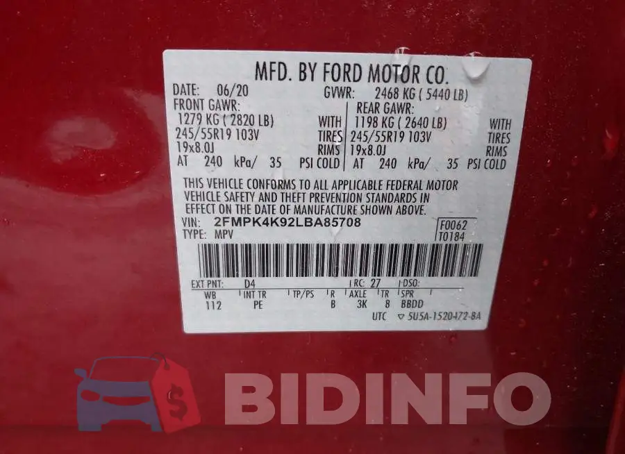 2FMPK4K92LBA85708 Photo# 9