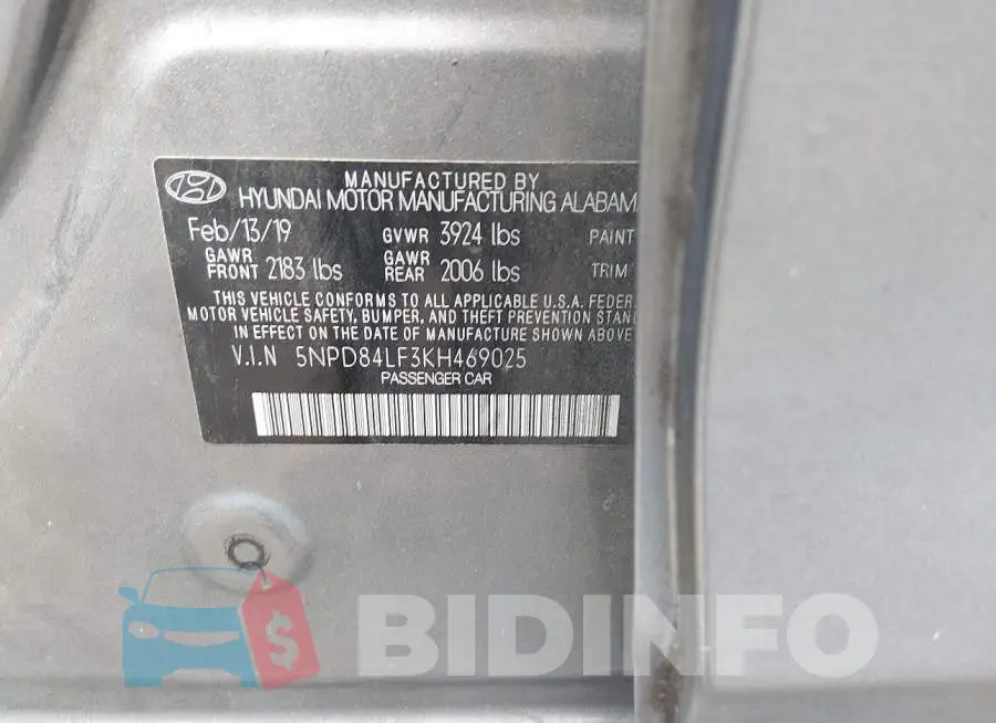 5NPD84LF3KH469025 Photo# 9