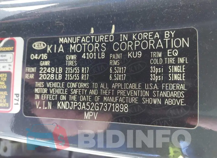 KNDJP3A52G7371898 Photo# 9