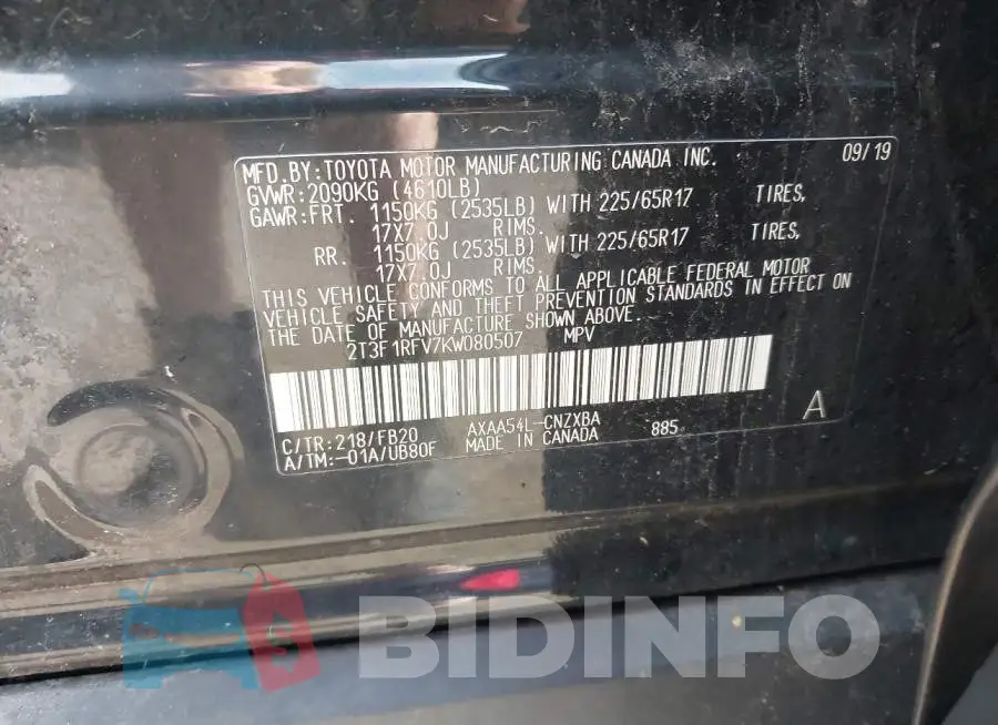2T3F1RFV7KW080507 Photo# 9