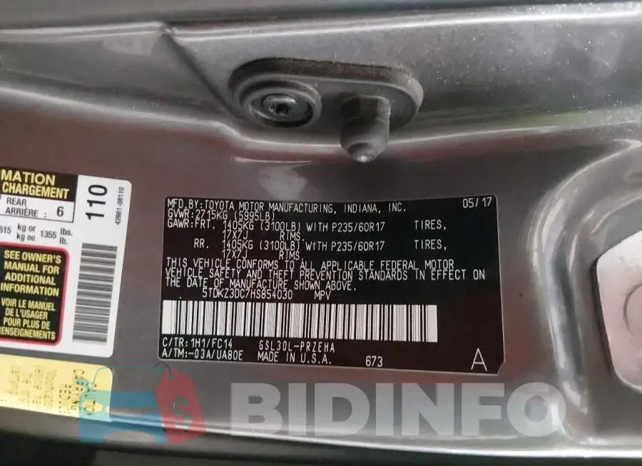 5TDKZ3DC7HS854030 Photo# 9
