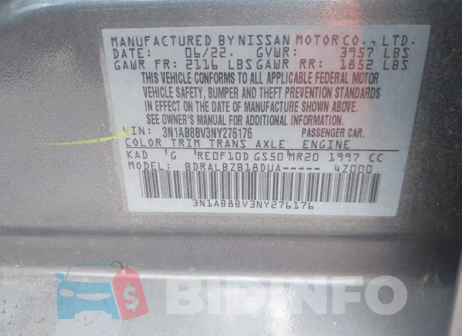 3N1AB8BV3NY276176 Photo# 9