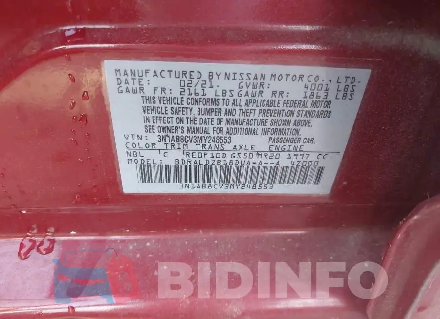 3N1AB8CV3MY248553 Photo# 9