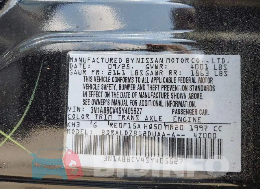 3N1AB8CV4SY405827 Photo# 9