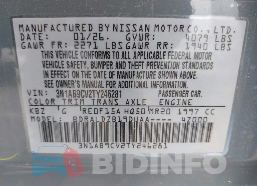 3N1AB9CV2TY246281 Photo# 9