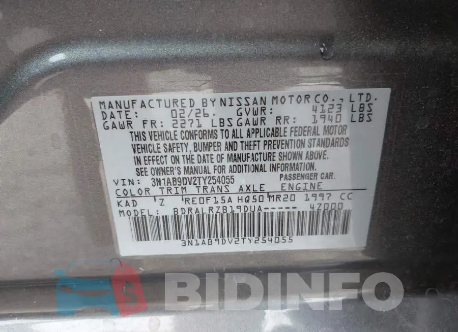 3N1AB9DV2TY254055 Photo# 9