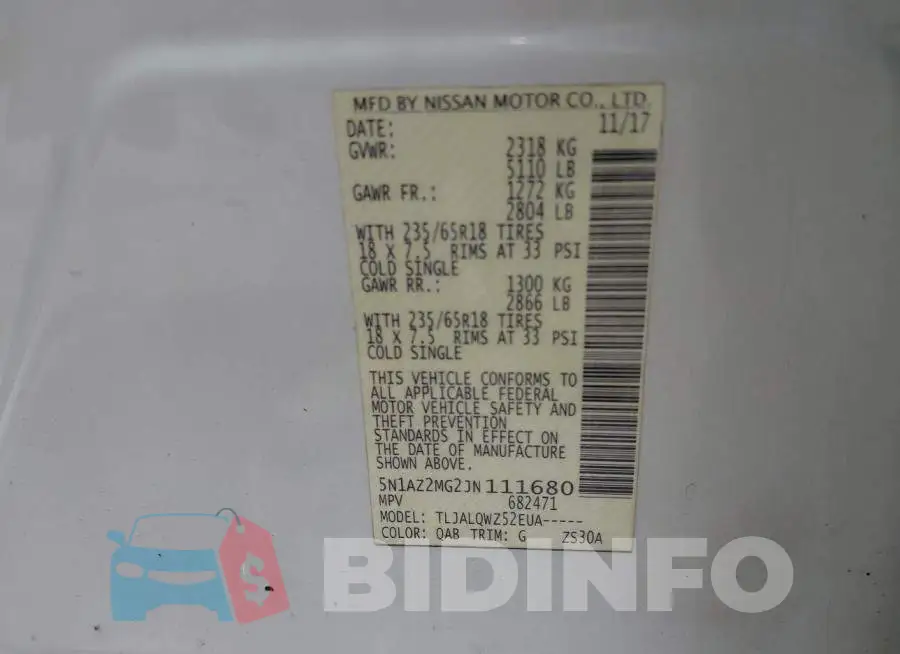 5N1AZ2MG2JN111680 Photo# 9