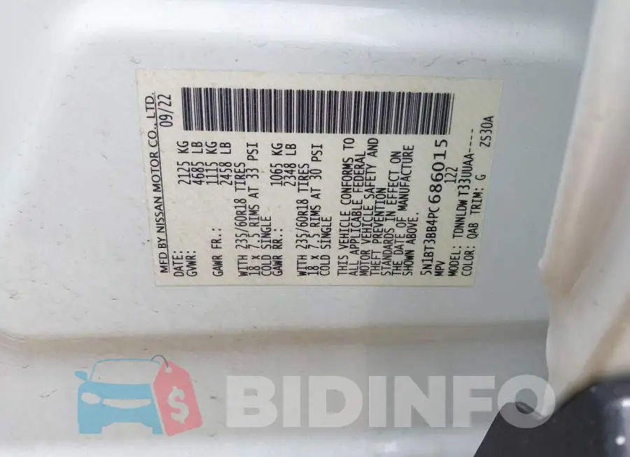 5N1BT3BB4PC686015 Photo# 9
