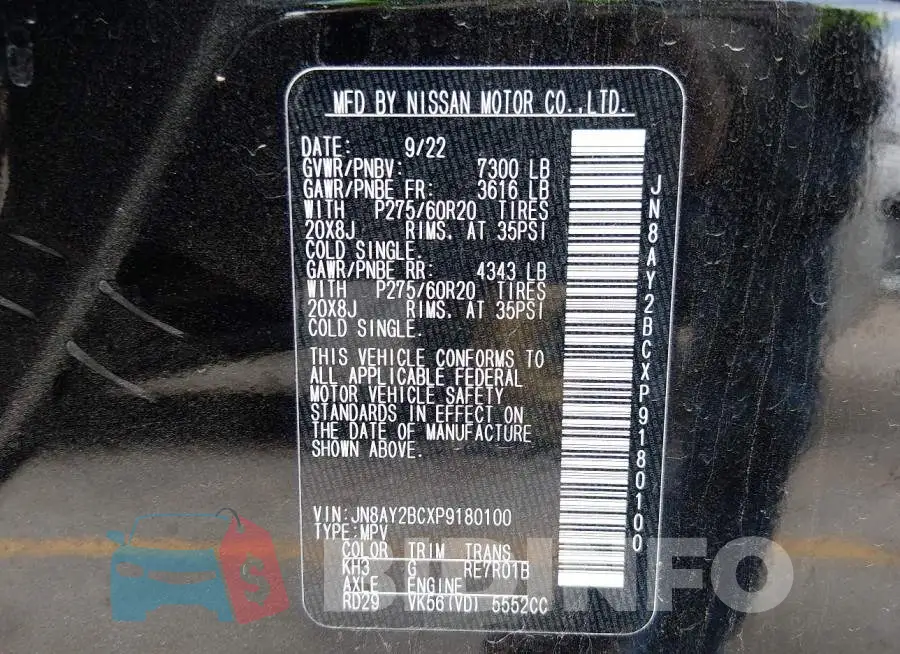 JN8AY2BCXP9180100 Photo# 9