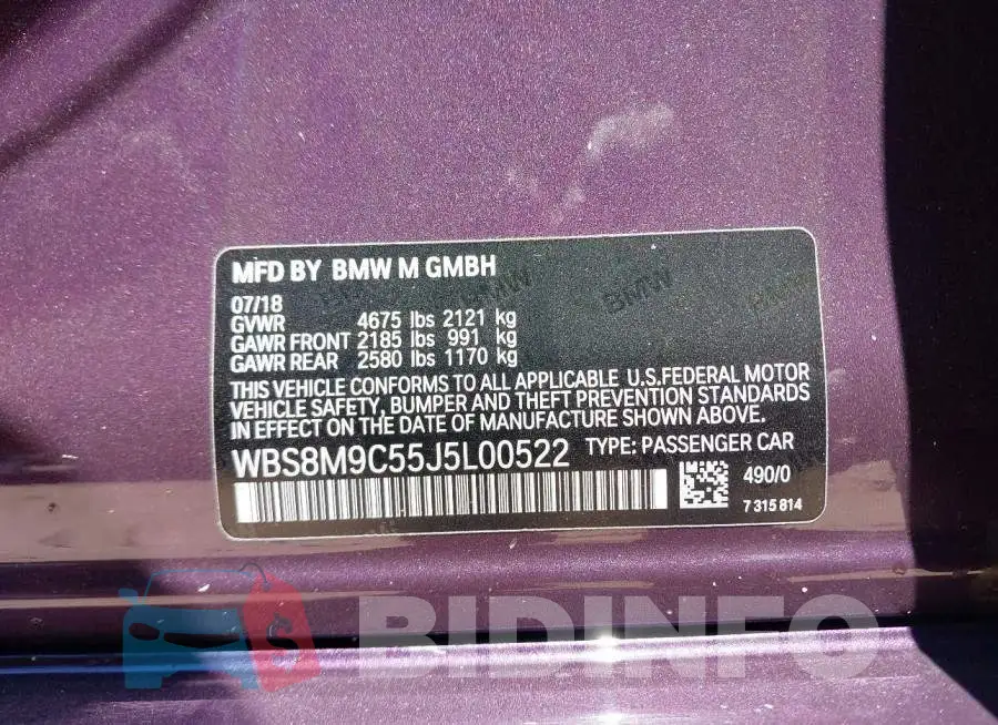 WBS8M9C55J5L00522 Photo# 9