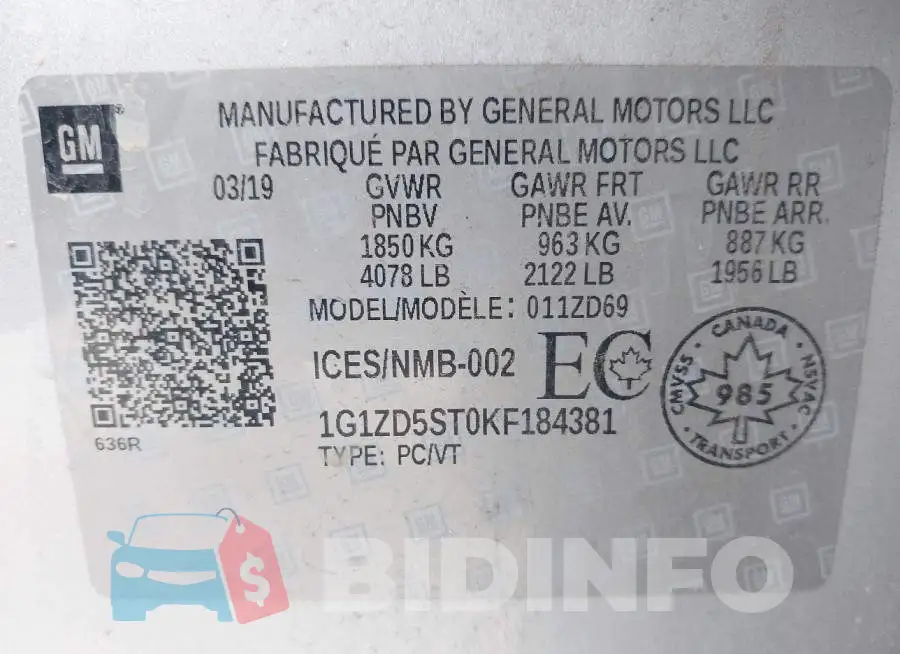 1G1ZD5ST0KF184381 Photo# 9