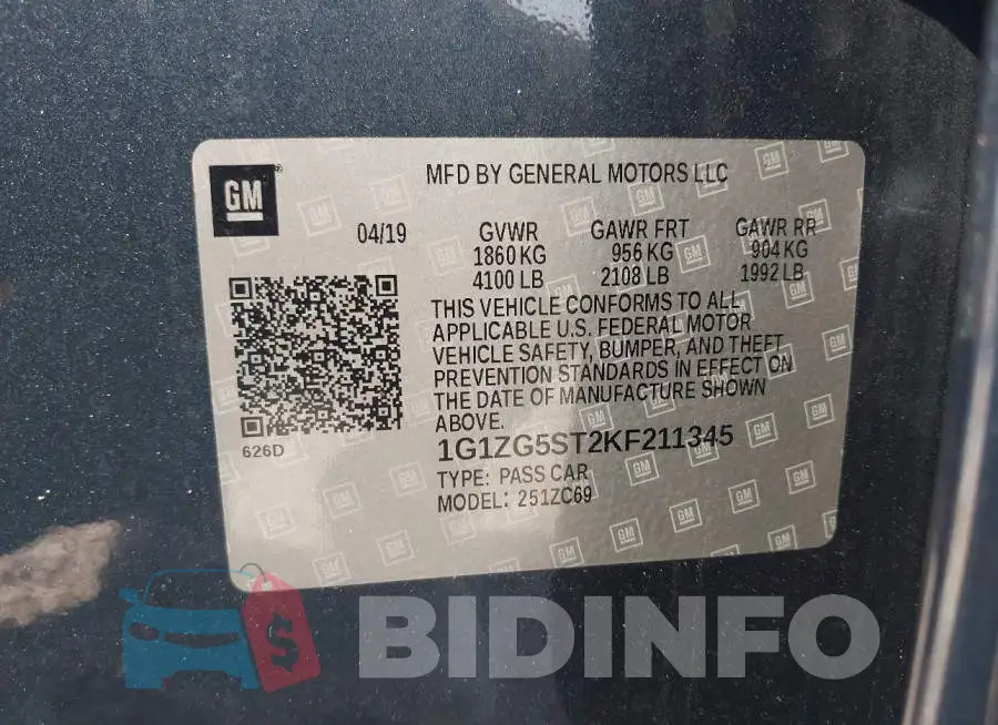 1G1ZG5ST2KF211345 Photo# 9