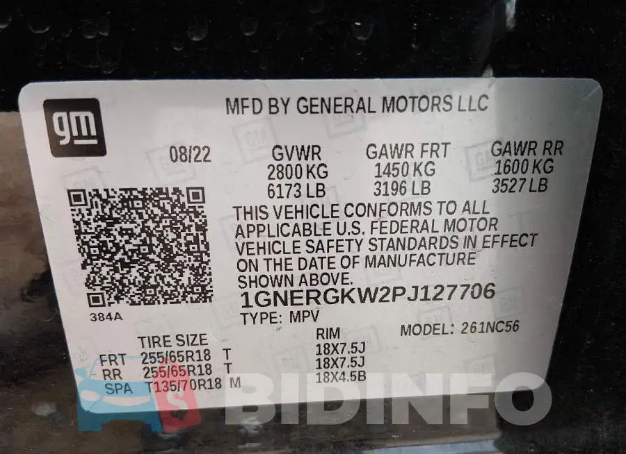 1GNERGKW2PJ127706 Photo# 9