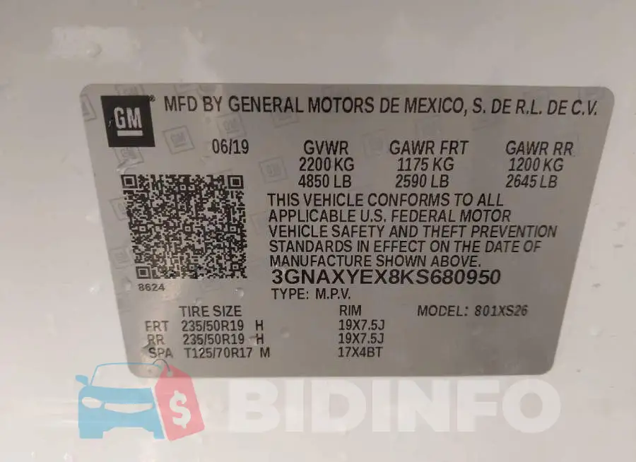 3GNAXYEX8KS680950 Photo# 9