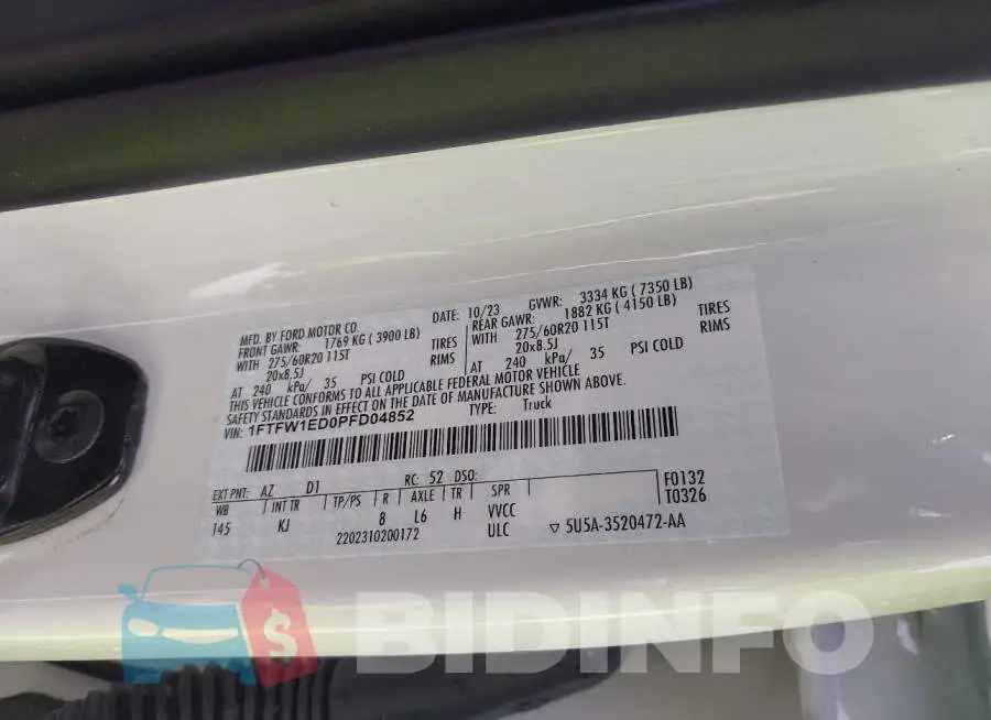 1FTFW1ED0PFD04852 Photo# 9