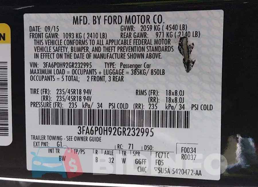 3FA6P0H92GR232995 Photo# 9