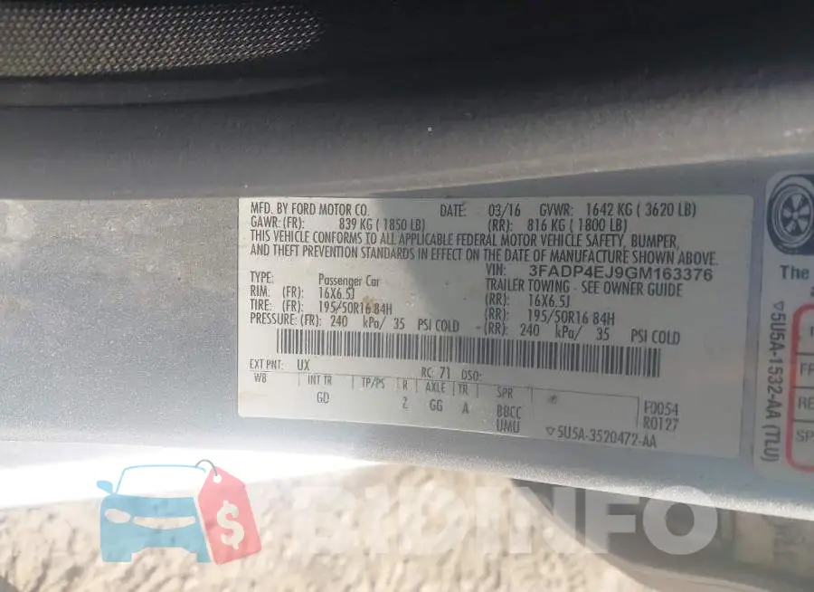 3FADP4EJ9GM163376 Photo# 9
