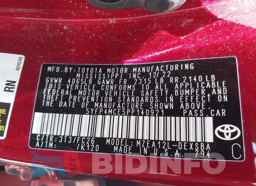 5YFP4MCE5PP140921 Photo# 9