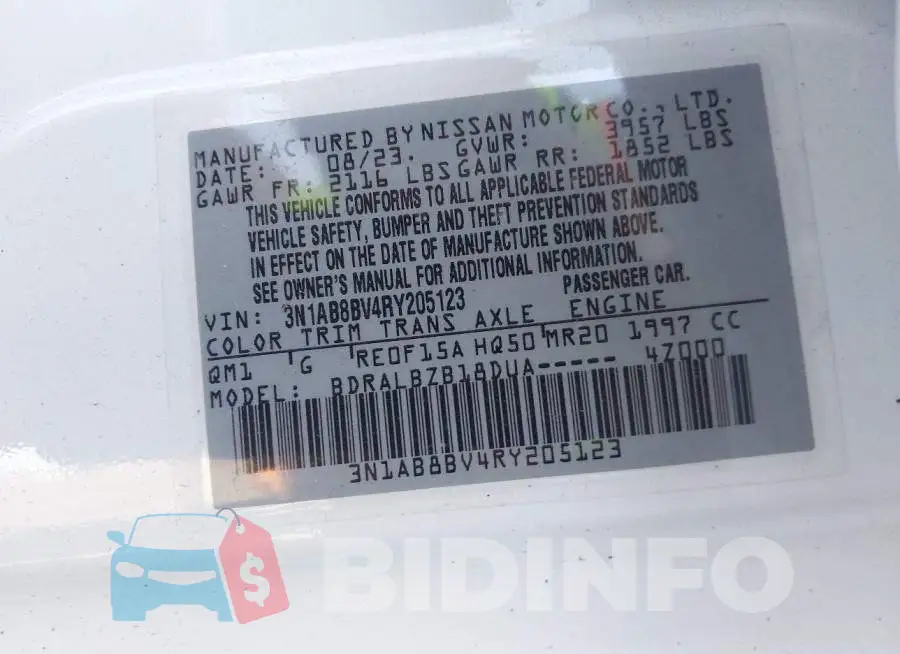 3N1AB8BV4RY205123 Photo# 9