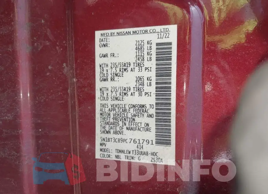 5N1BT3CB9PC761791 Photo# 9
