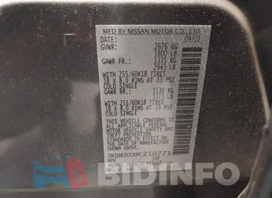 5N1DR3CCXPC210771 Photo# 9