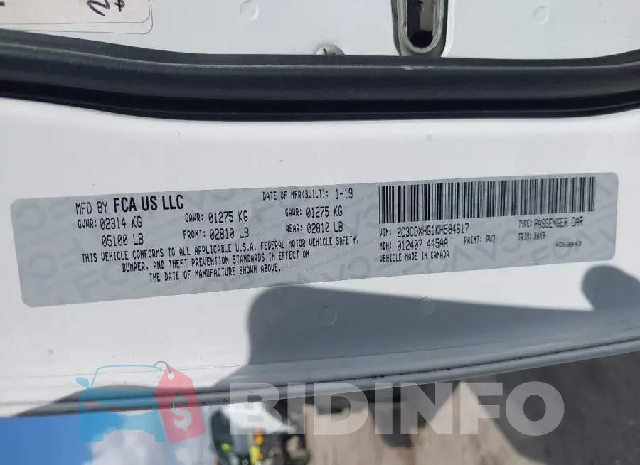 2C3CDXHG1KH584617 Photo# 9