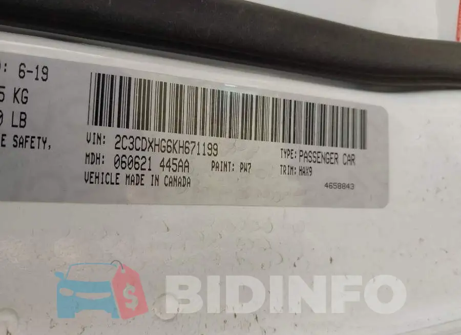 2C3CDXHG6KH671199 Photo# 9