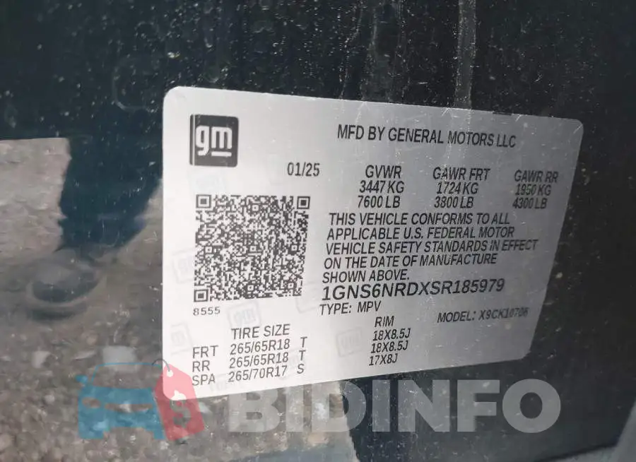 1GNS6NRDXSR185979 Photo# 9
