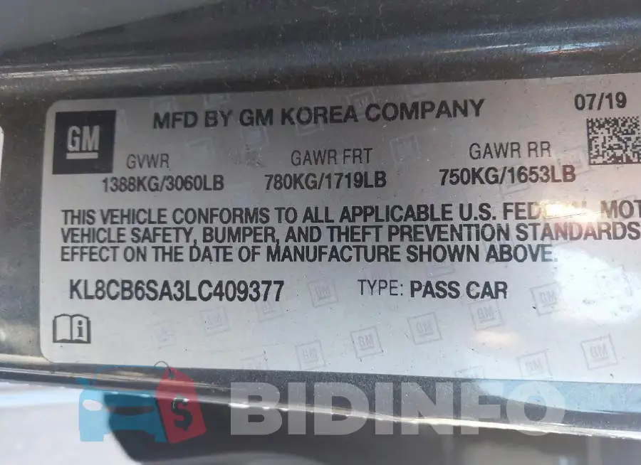 KL8CB6SA3LC409377 Photo# 9