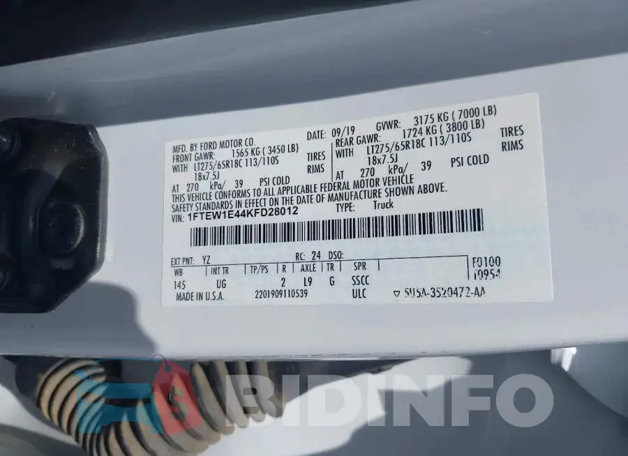1FTEW1E44KFD28012 Photo# 9