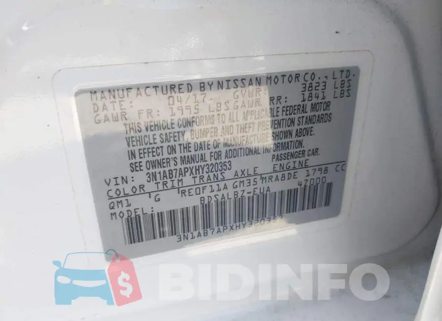 3N1AB7APXHY320353 Photo# 9