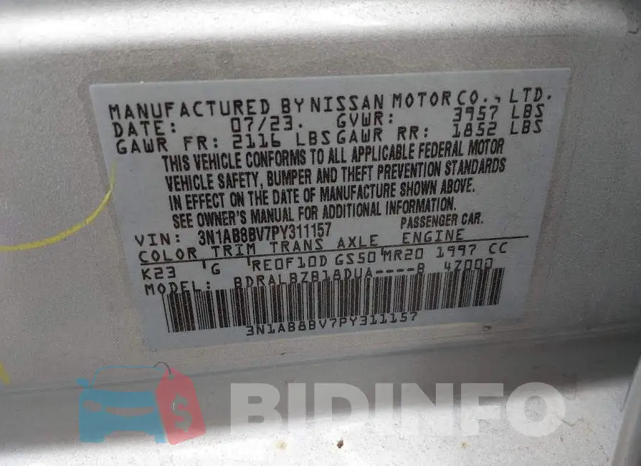 3N1AB8BV7PY311157 Photo# 9