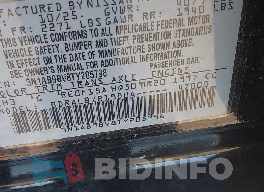 3N1AB9BV8TY205798 Photo# 9