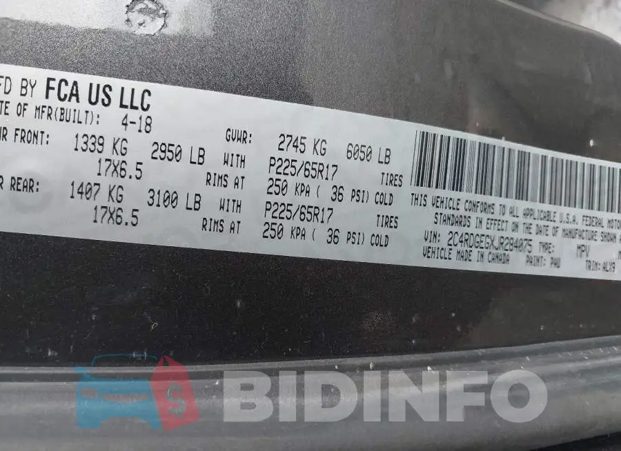 2C4RDGEGXJR284075 Photo# 9