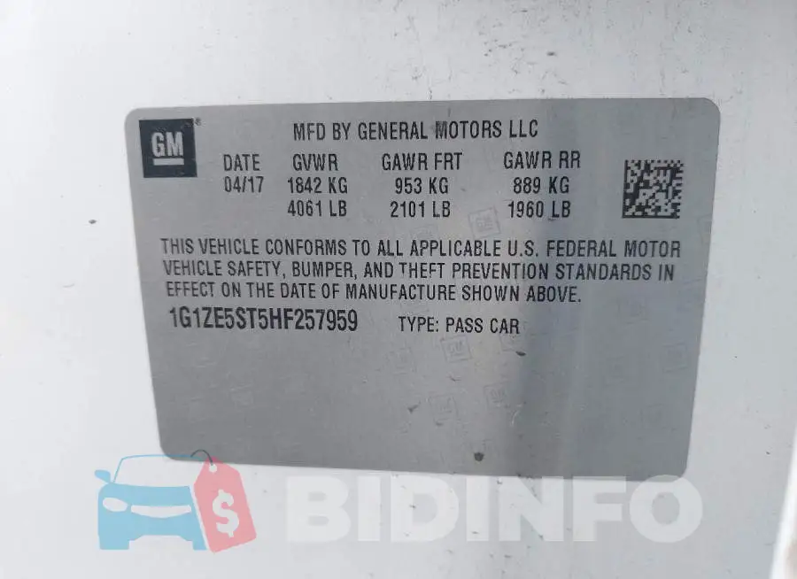 1G1ZE5ST5HF257959 Photo# 9