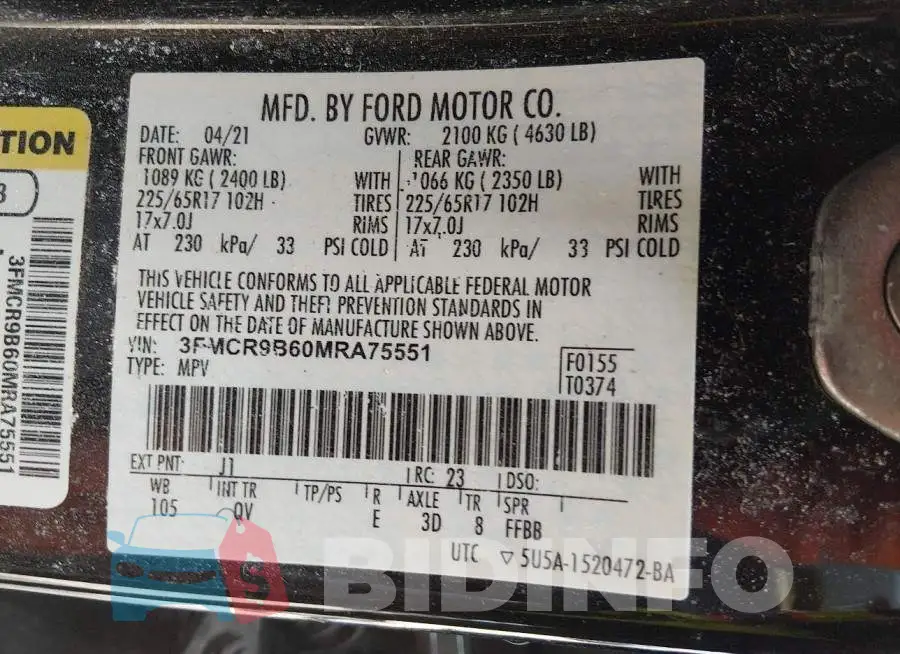 3FMCR9B60MRA75551 Photo# 9