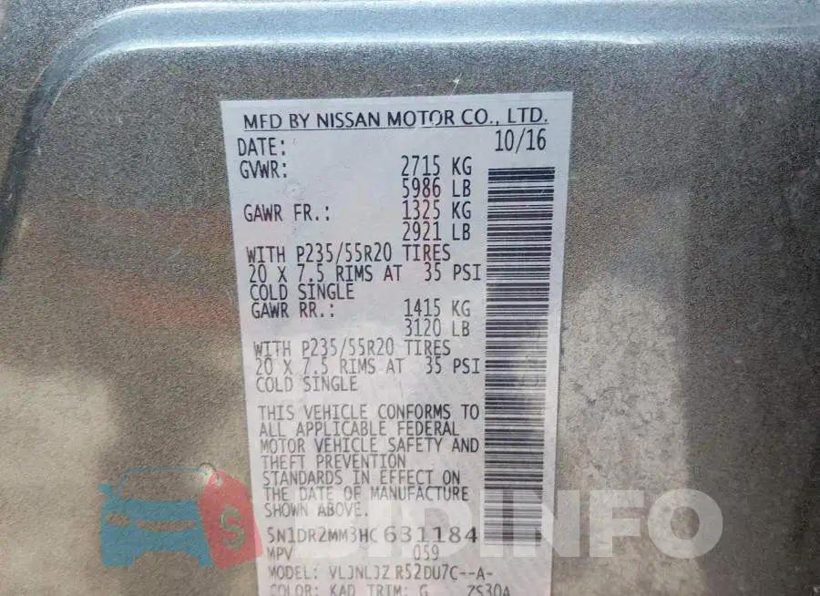 5N1DR2MM3HC631184 Photo# 9