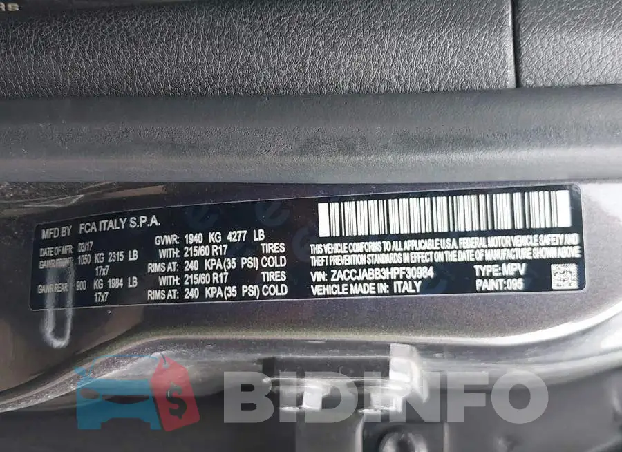 ZACCJABB3HPF30984 Photo# 9