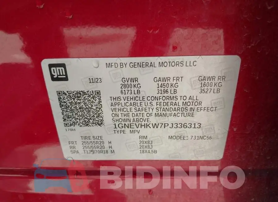 1GNEVHKW7PJ336313 Photo# 9