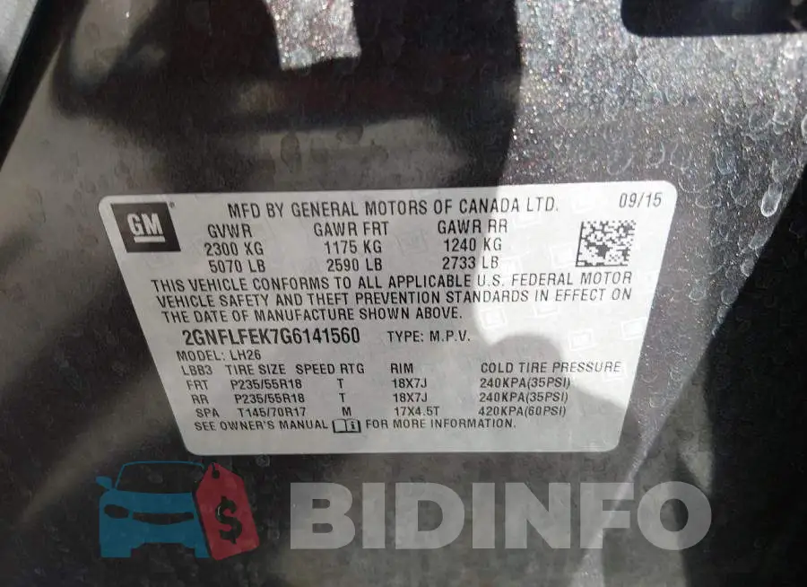 2GNFLFEK7G6141560 Photo# 9