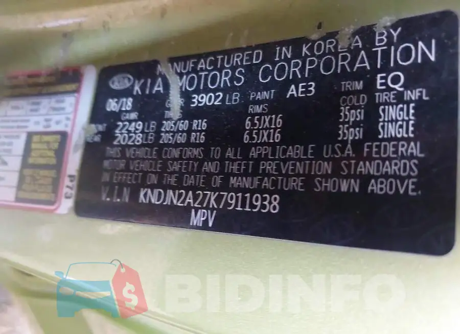 KNDJN2A27K7911938 Photo# 9