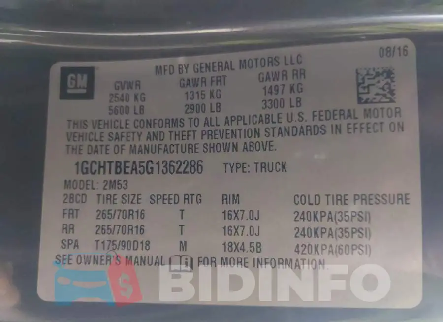 1GCHTBEA5G1362286 Photo# 9