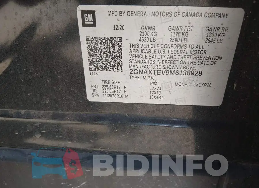 2GNAXTEV9M6136928 Photo# 9