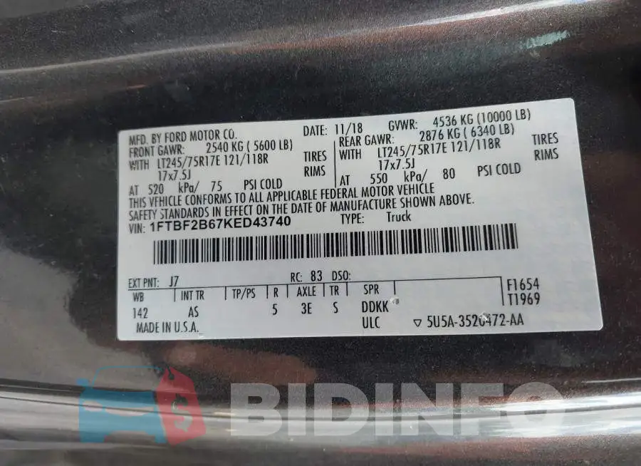 1FTBF2B67KED43740 Photo# 9