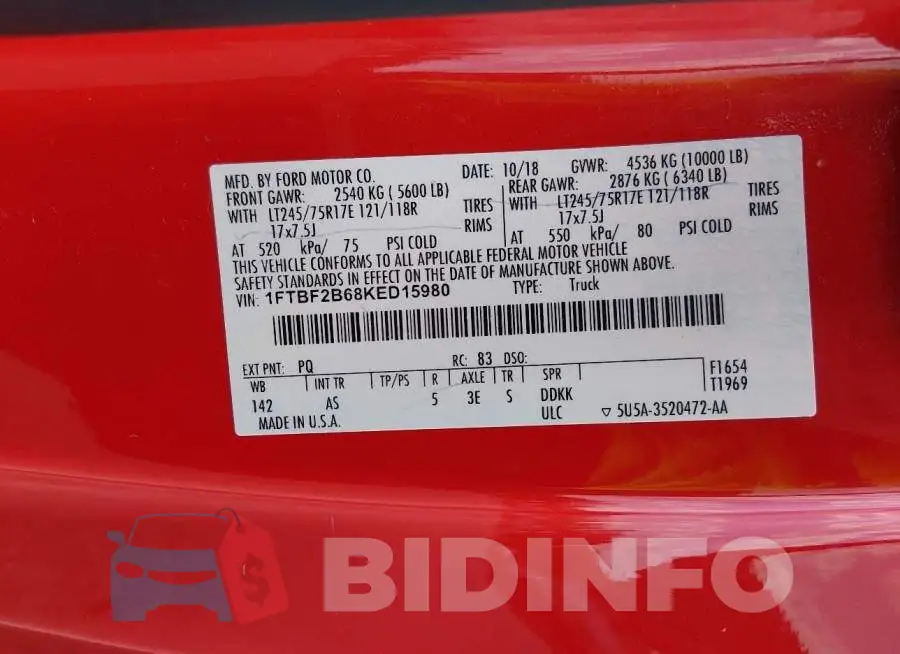 1FTBF2B68KED15980 Photo# 9