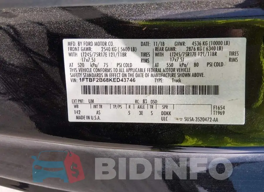 1FTBF2B68KED43746 Photo# 9