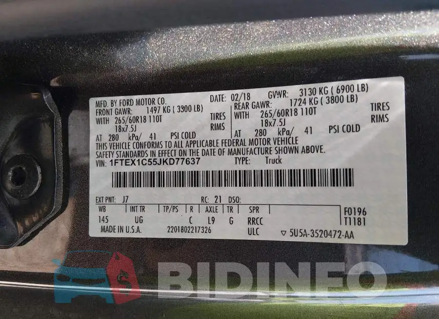 1FTEX1C55JKD77637 Photo# 9