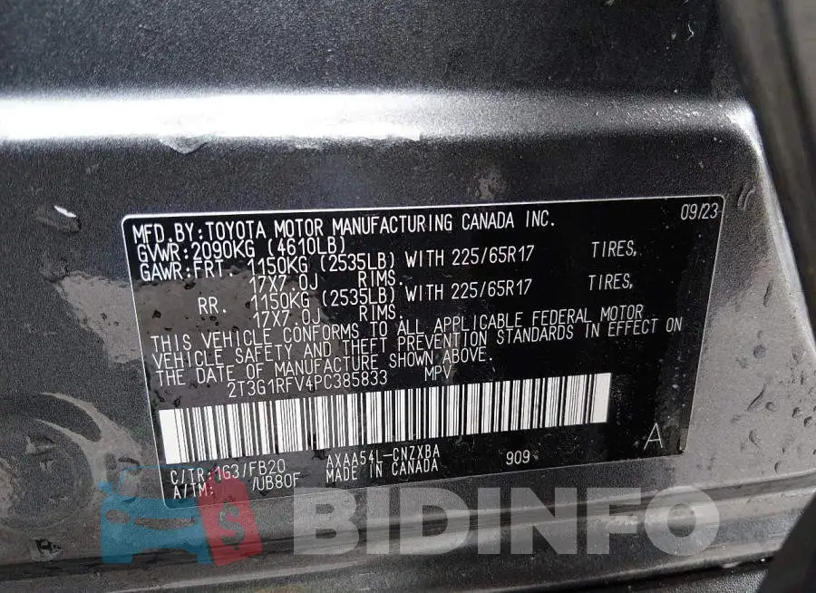 2T3G1RFV4PC385833 Photo# 9