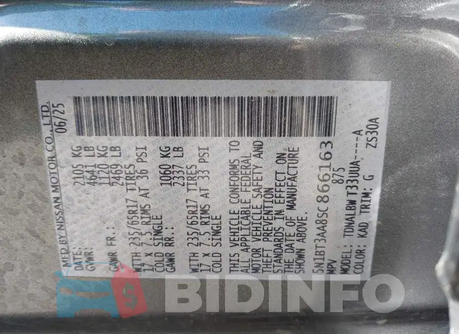 5N1BT3AA8SC866163 Photo# 9