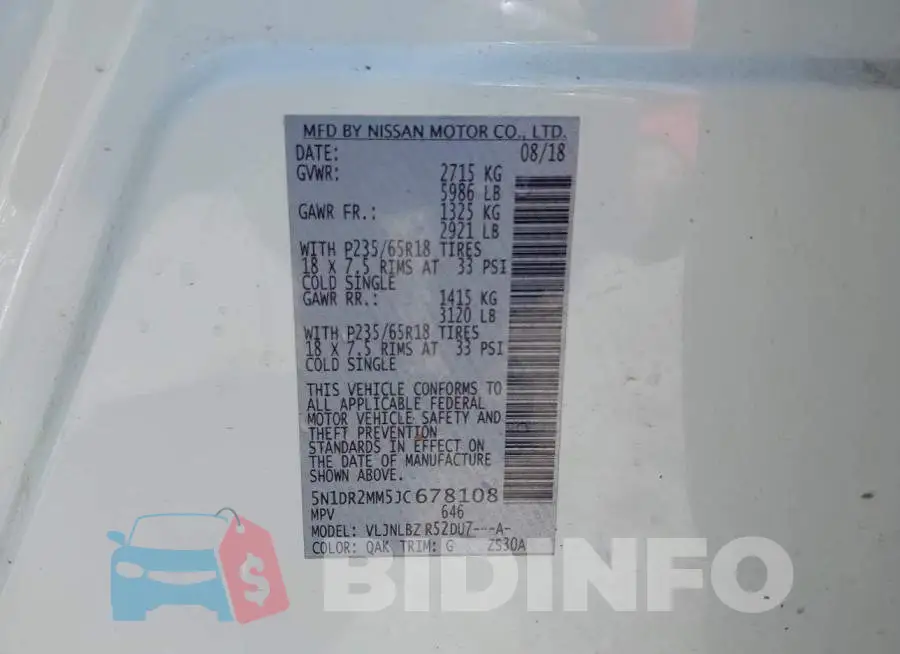 5N1DR2MM5JC678108 Photo# 9